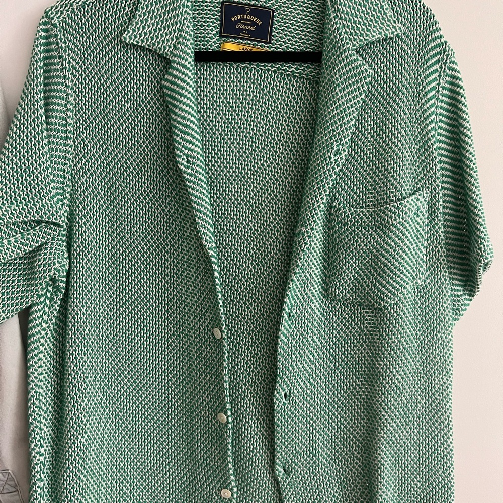 Portuguese Flannel Green and White Textured Knit